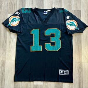 VTG 90s Miami Dolphins Dan Marino STARTER Jersey Black Size 48 Large